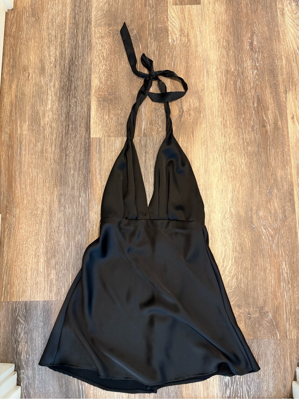 ZARA: Black Satin Halter Mini Dress